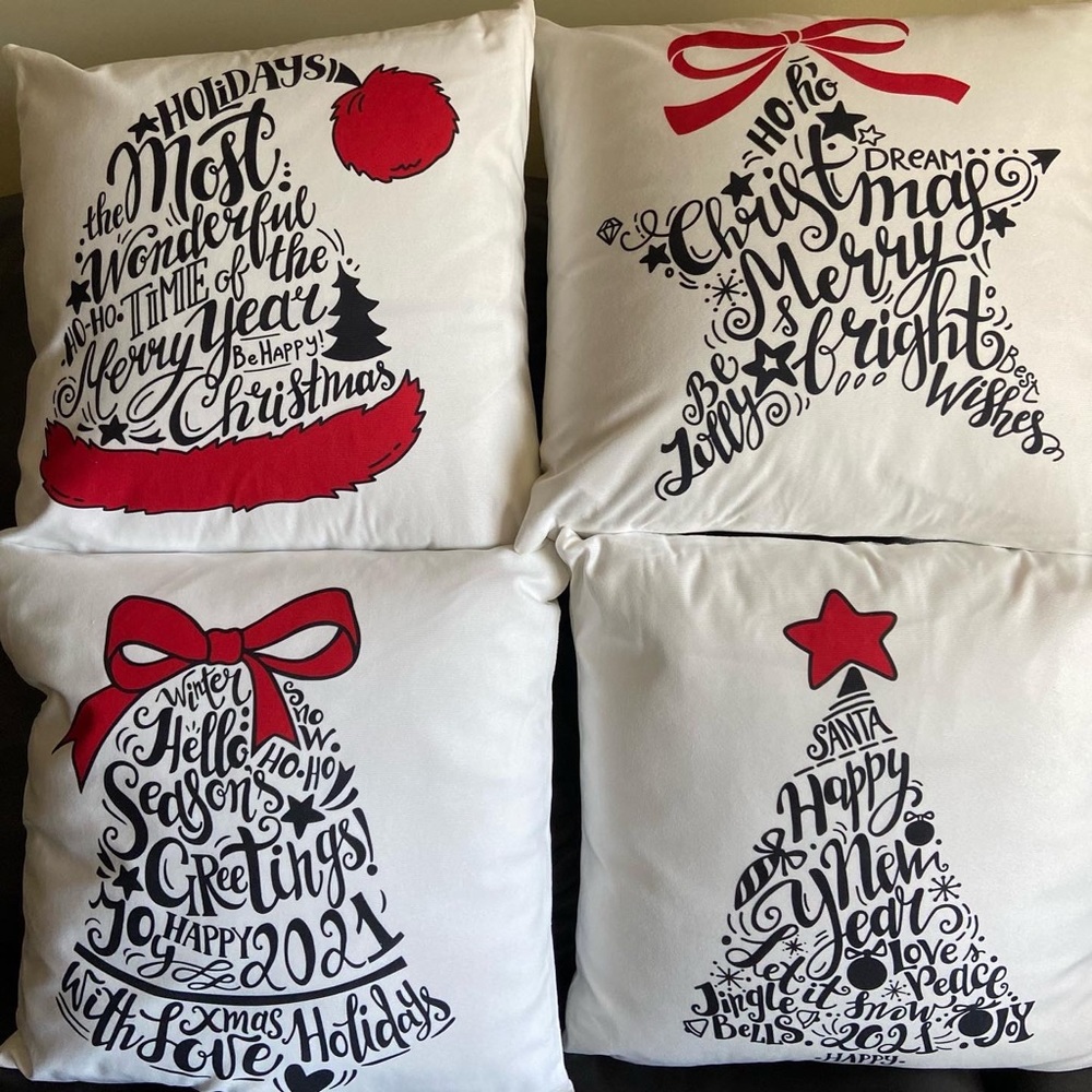 Elegant Winter/Christmas Pillow Covers Set  Of 4